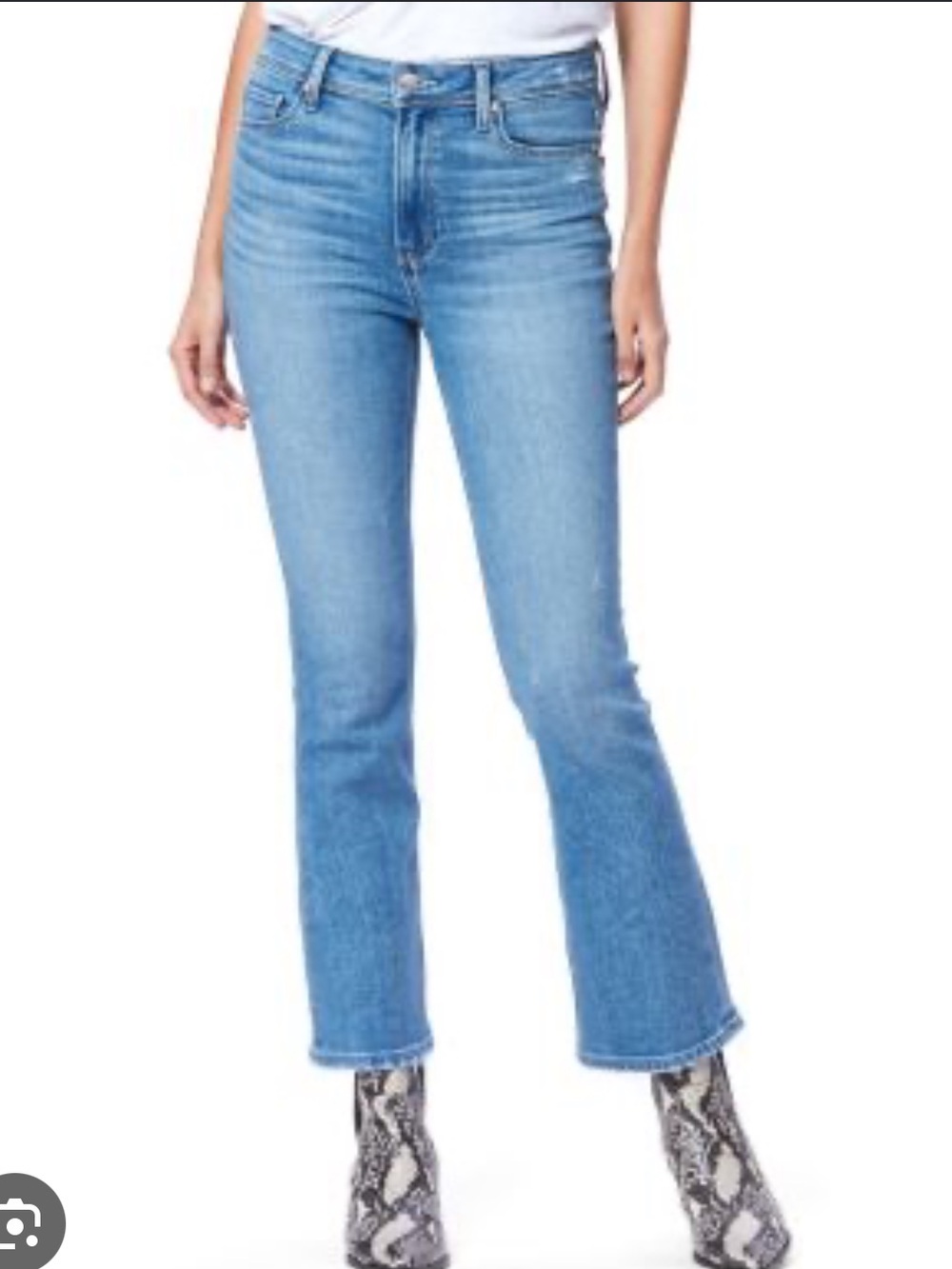 PAIGE Claudine High-Rise Ankle Flare Jeans in Seaspray Blue